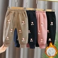 thumbnail image 4 of Godderr Kids Baby Girls Fleece Warm Pants Newborn Active Pants Thick 6M-4Y Autumn Winter Sweatpants Leisure Elastic Waist Toddler Autumn Winter Jogger Pants, 4 of 8