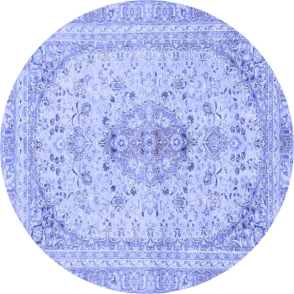 Ahgly Company Indoor Round Abstract Blue Modern Area Rugs, 4' Round