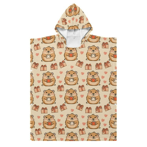 Kid Hooded Beach Towel Bath Poncho Towels Soft Absorbent Quick Dry for Boy Girl Capybara Holding Gift S