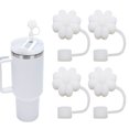 thumbnail image 1 of Tapas de pajitas con forma de flor para vasos Stanley de 30 y 40 oz con accesorios para asas, 4 tapas de pajitas de silicona, protectores de puntas de pajitas reutilizables para pajitas Stanley de 10, 1 of 6