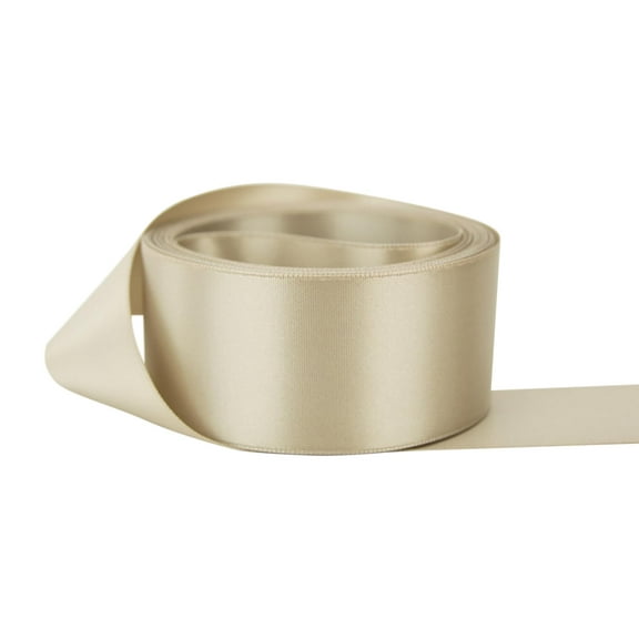 Ribbon Bazaar Double Faced Satin 1-1/2 inch Taupe 50 yards 100% Polyester Ribbon