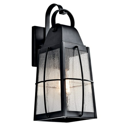 

Kichler Tolerand 17.75 1 Light Textured Black Outdoor Wall Sconce with Clear Seeded Glass