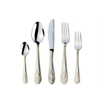 Venezia Collection 'Medallion' 20-Pcs. Fine Flatware Set, Silverware Cutlery Dining Service for 4, Premium 18/10 Surgical Stainless Steel, 24K Gold-Plated Trim