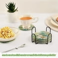 thumbnail image 3 of 6 Pcs Drink Coasters with Holder 3.94in Woven Coasters for Drinks Beautiful Dragonflies and Daisies Coaster Set for Protection Table, 3 of 7