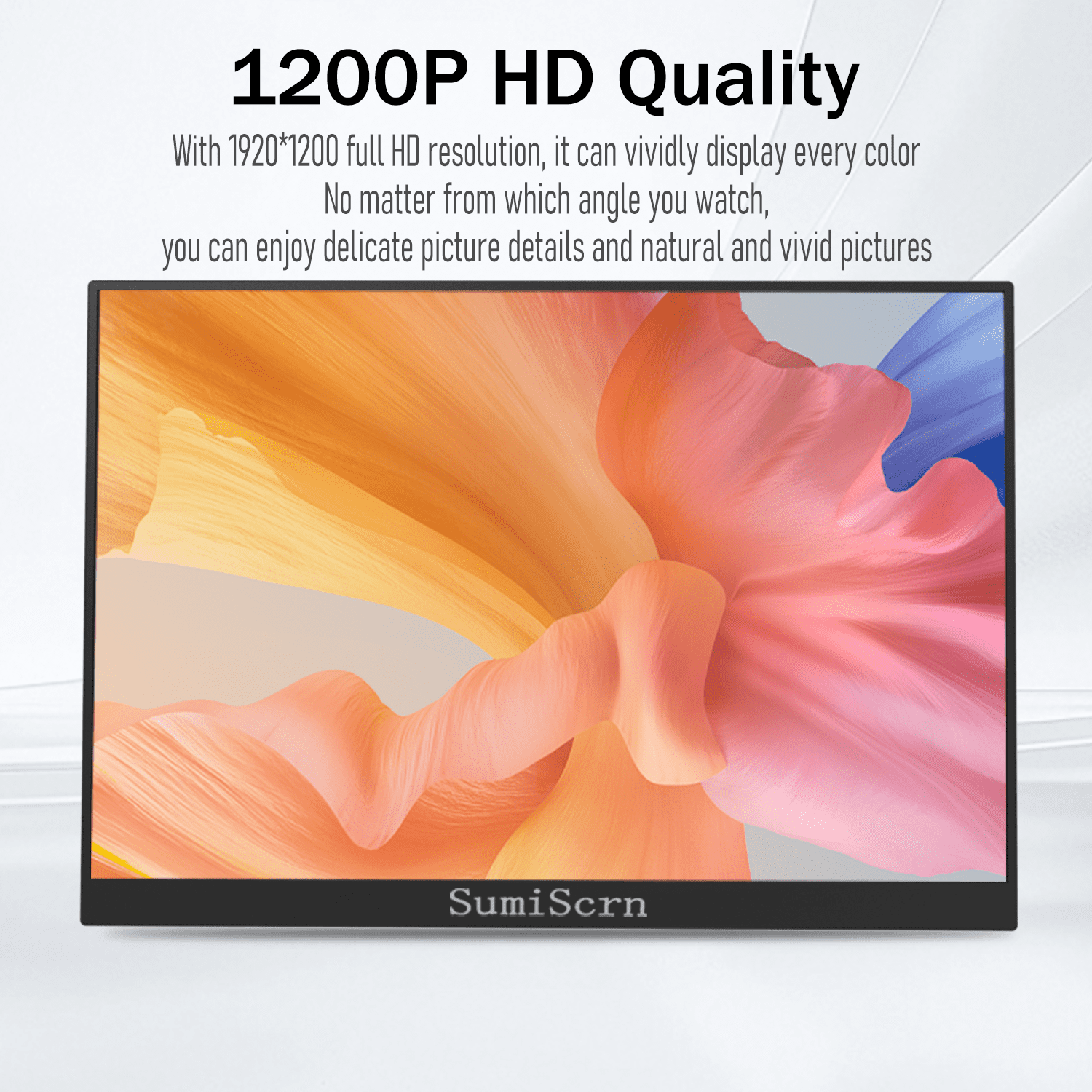 SumiScrn 14'' Portable Monitor, HD 1200P, FHD, 60Hz, for Phones, Android Laptop PC, with Speaker