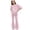 11xa-Pink, variant on Girls Fall Outfits for School Girls 2 Piece Outfits Short Sleeve Tops & Flared Pants Kids Teen Trendy Summer Clothing Set, Size 7-14 Years