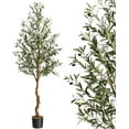 thumbnail image 2 of Artificial Olive Tree 6FT(72in) Tall Faux Silk Olive Trees for Home Office Living Room Decor Indoor Fake Potted Tree with Natural Wood Trunk and Lifelike Fruits, 2 of 6