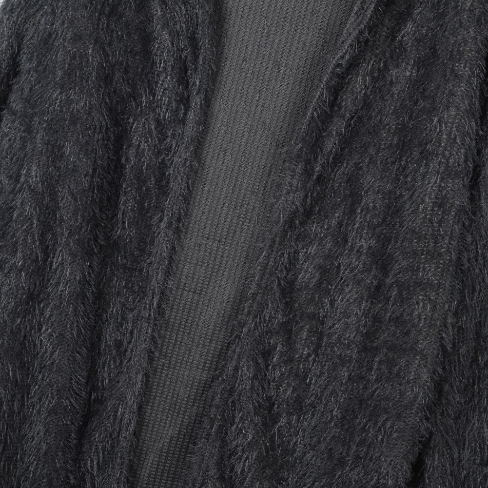 Women Hooded Coat Faux Fur Zipper Coat Women Oversize Fleece Soft Jacket Thick Long Sleeve Plush Jackets Dark Gray M - image 4 of 8