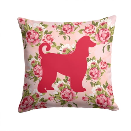 Afghan Hound Shabby Chic Pink Roses Fabric Decorative Pillow