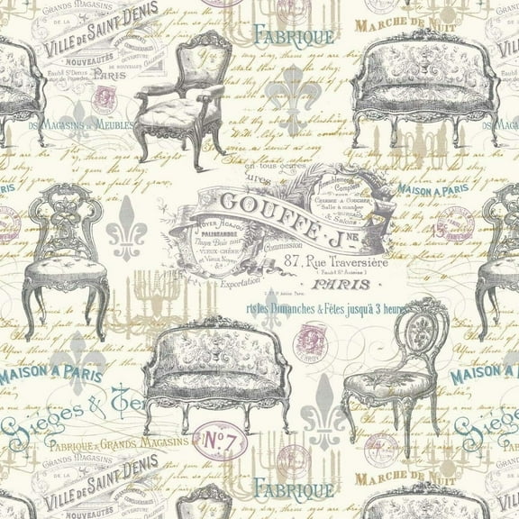 David Textiles Wild Apple Victorian Vintage Furniture Chairs Cream 100% Cotton Fabric sold by the yard