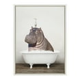 thumbnail image 2 of Kate and Laurel Sylvie Hippo and Bird in Rustic Bath Framed Canvas Wall Art by Amy Peterson Art Studio, 18x24 White, Modern Fun Decorative Bathtub Wall Art for Home Décor, 2 of 6