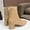 Khaki, variant on Jsaierl Women's GoGo Ankle Boots Square Toe Side Zipper Chunky Block Heel Mid Calf Low Heeled Short Booties