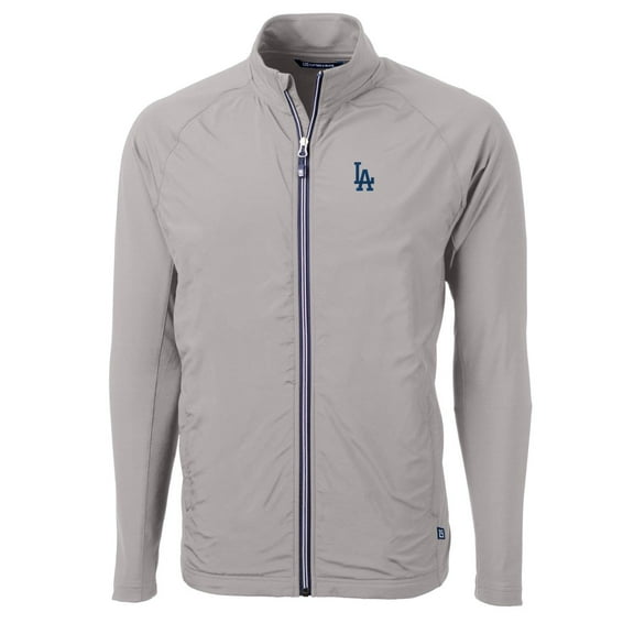 Men's Cutter & Buck Gray Los Angeles Dodgers Big & Tall Adapt Eco Knit Full-Zip Jacket