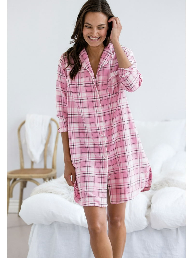 flannel pajama shirt dress Ellos Women's Flannel Sleep Shirt Nightgown
