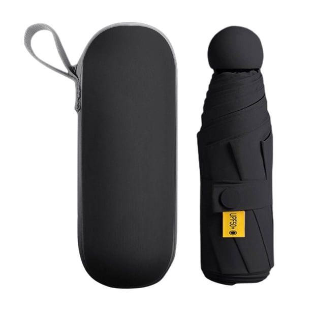 Paraguas plegable para hombres y mujeres, miniparaguas para playa, senderismo y actividades al aire libre. Negro