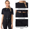 thumbnail image 3 of Alove Women Athletic Shirts Soild Short Sleeves Yoga Gym Top Tie Front, 3 of 6