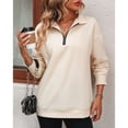 thumbnail image 3 of SWSMCLT Women's Half Zip Sweatshirt Thermal Long Sleeve High Neck Polar Fleece Sweat Shirt Zip Top Fall Fashion Apricot XX-Large, 3 of 4