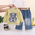 thumbnail image 2 of YEPGAR Infant Girls Suits Long Sleeve Printed Top Casual Pants Matching Outfit Autumn Cute Style Toddler Daily Sweatsuit (Light Yellow, 9-12 Months), 2 of 5