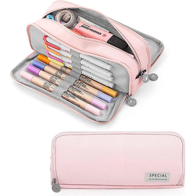 Estuche para lápices Estuche grande para niñas y niños Estuche para lápices de gran capacidad con 3 compartimentos Papelería escolar Almacenamiento de oficina Bolsa de maquillaje para niños JAMW Sencillez
