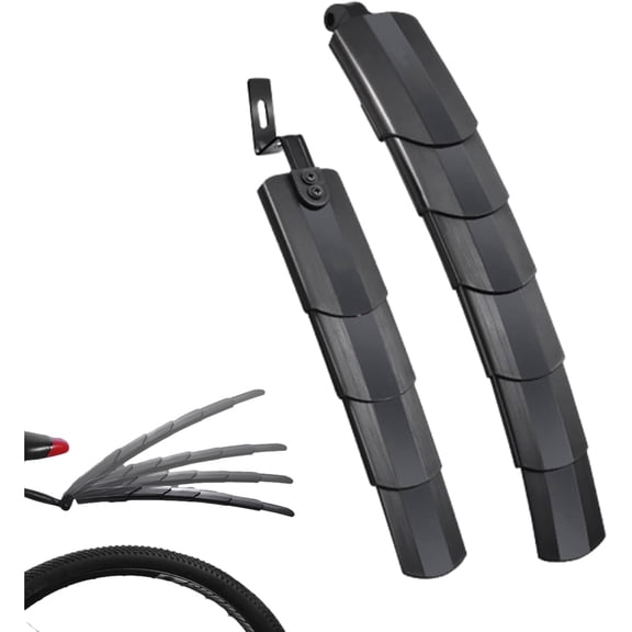 Retractable Bike Mudguards Adjustable Bicycle Mudguard Set For Mountain Road Bicycles Easy Install Portable Front Rear (Black)