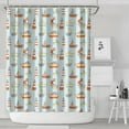 thumbnail image 2 of Ocean Shower Curtain Waterproof Fabric with Plastic Hooks, Nautical Coastal Marine Sea Boat Waves Lighthouse Bathroom Shower Curtain, Map Compass Coral Fishing Travel Pattern, 2 of 5