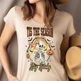 thumbnail image 4 of Tis The Season Stay Spooky Skeleton Pumpkin Halloween T-Shirt, White, Size L, 4 of 6