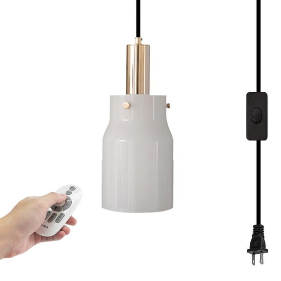 Kiven Plug in Pendant Light with Remote,Dimmable Hanging Light with White Glass Lampshade, Modern Ceiling Pendant Light for Bedroom Hallway Kitchen,1-Light