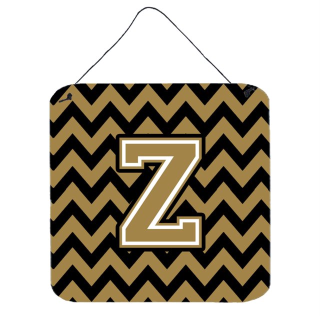 "Treasures Chevron Black and Gold Letter Z Wall or Door Hanging Prints CJ1050-ZDS66, 6"" H x 6"" W" Caroline's Treasures CJ1050-ZDS66
