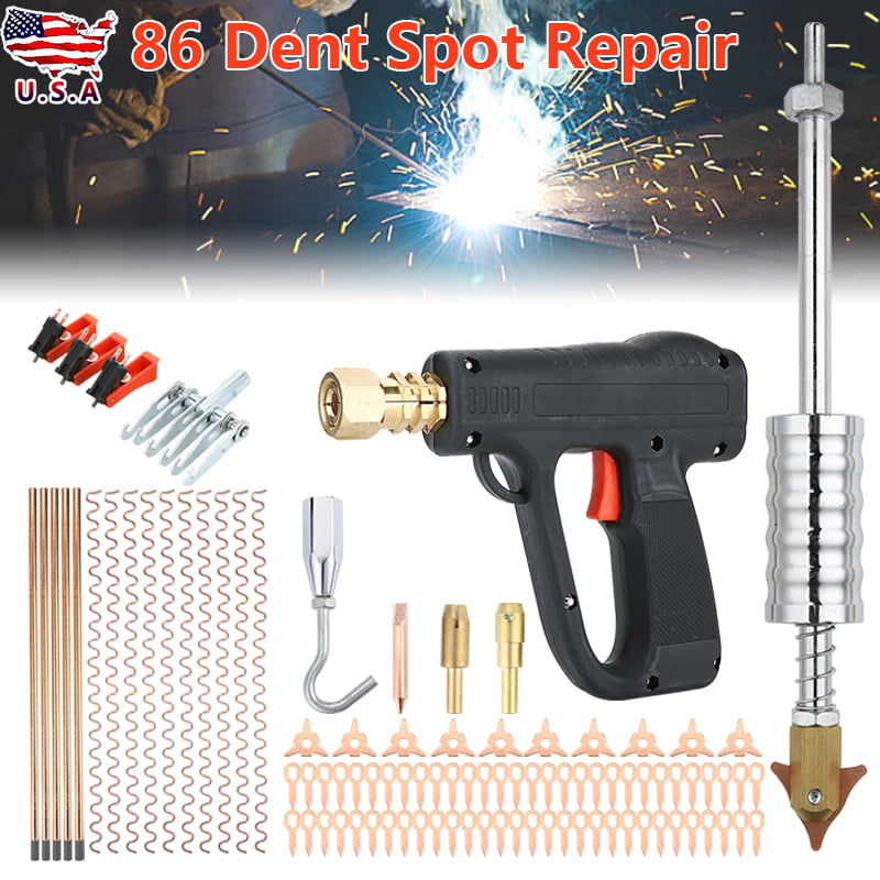 86Pcs Dent Puller Welder Kit Car Body Spot Repair Device Stud Welding Hammer Gun 