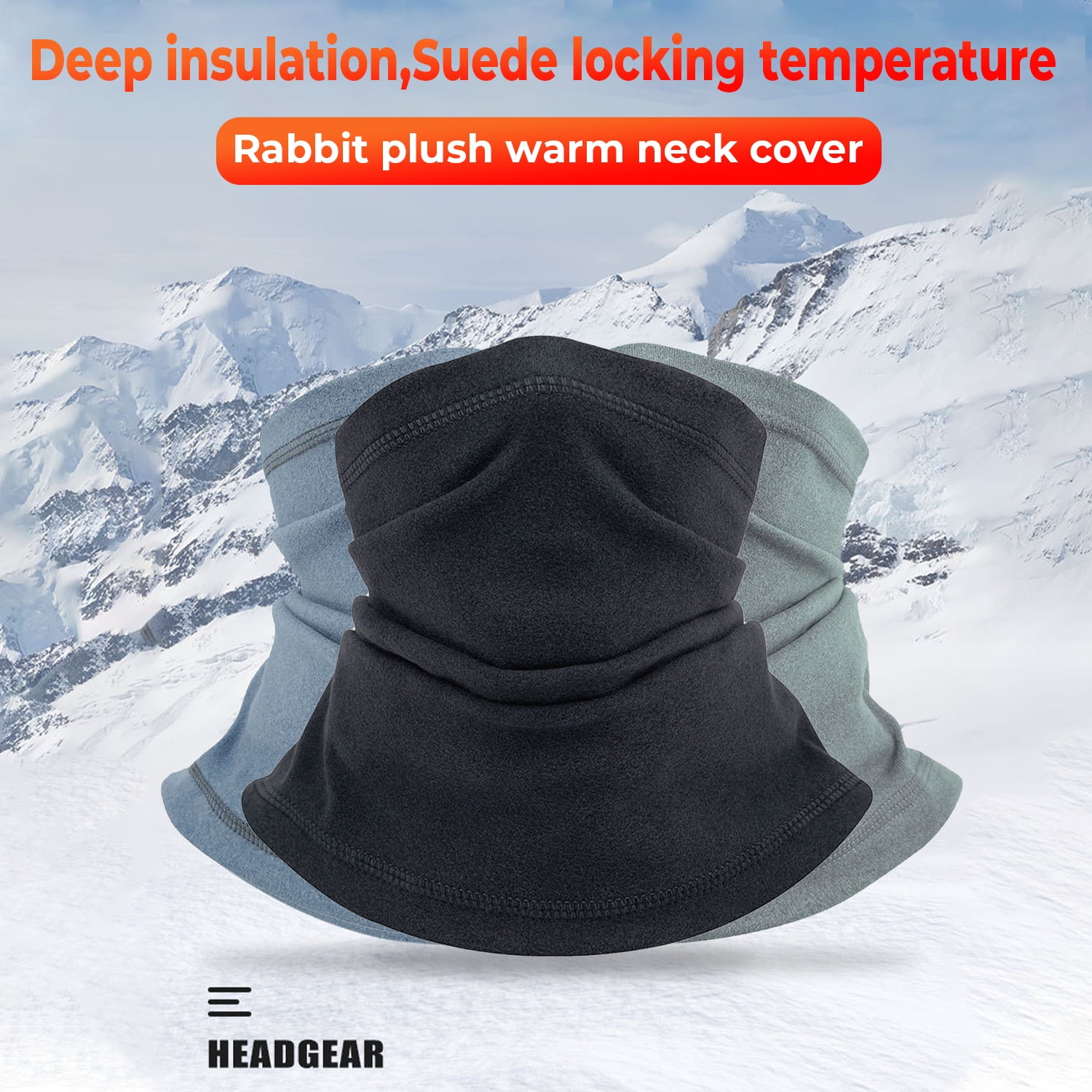 2 Pack Winter Neck Gaiter Face Cover Scarf for Men Women Windproof Ski Mask Black Blue