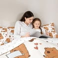 thumbnail image 4 of Erosebridal Capybara Full Size Comforter Sets For Capybara Lover,Red Cartoon Lovers Pattern Bedding Sets For Kids Girls Reversible 3 Pieces, 4 of 7