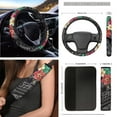 thumbnail image 3 of Jeiento Tropical Flower Car Front Seat Protector Steering Wheel Cover Seatbelt Pads Center Console Cover Trash Bin Air Vent Bag Rearview Mirror Cover Green Cup Holders Wrist Key Chain for Van, 3 of 9