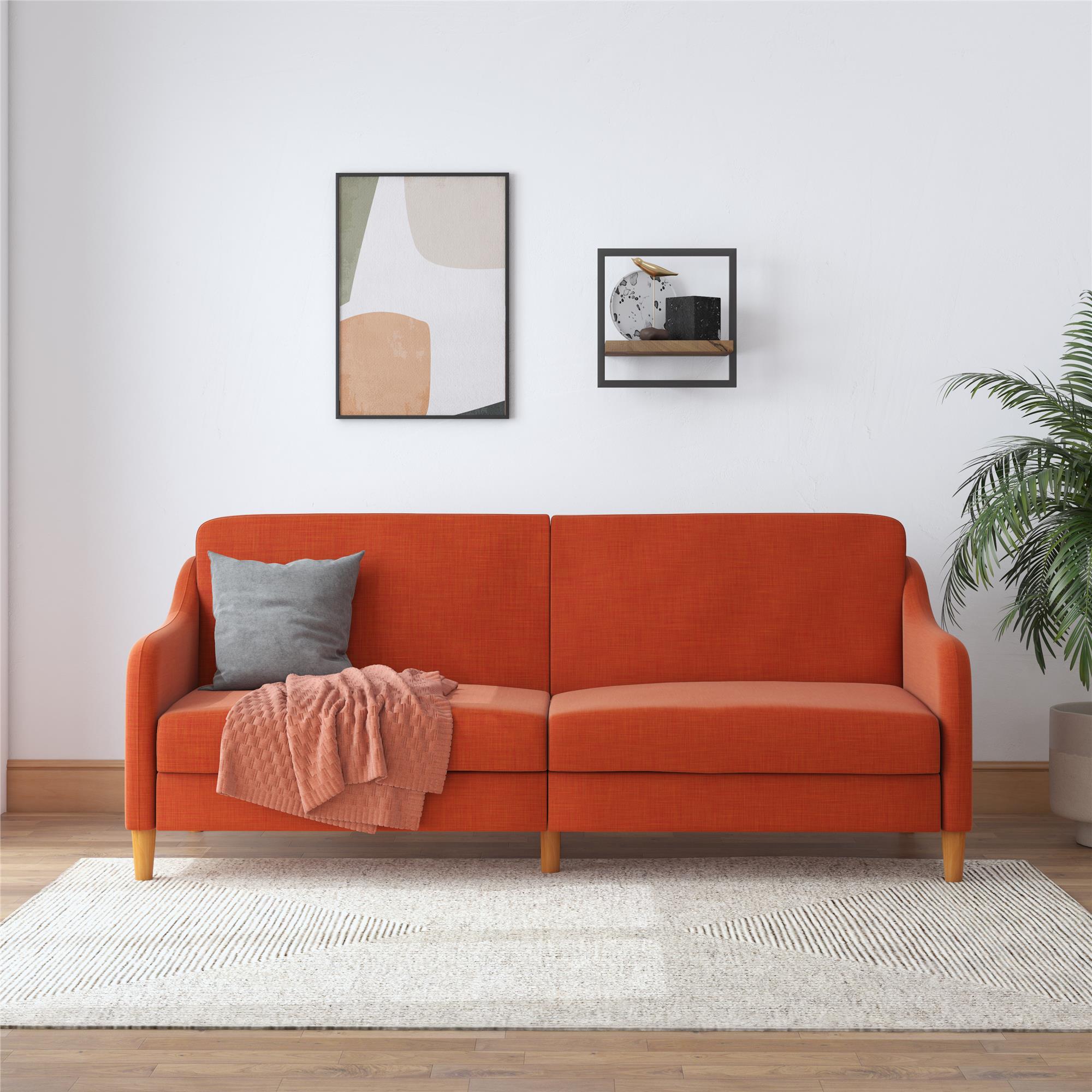 DHP Jasper Coil Futon, Burnt Orange Linen
