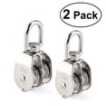 thumbnail image 1 of Miangastore Double Pulley Block with Smooth Roller for Rope Handling 304 Stainless Steel Silver Color Rotates 360 Degrees M32 Size, 1 of 9