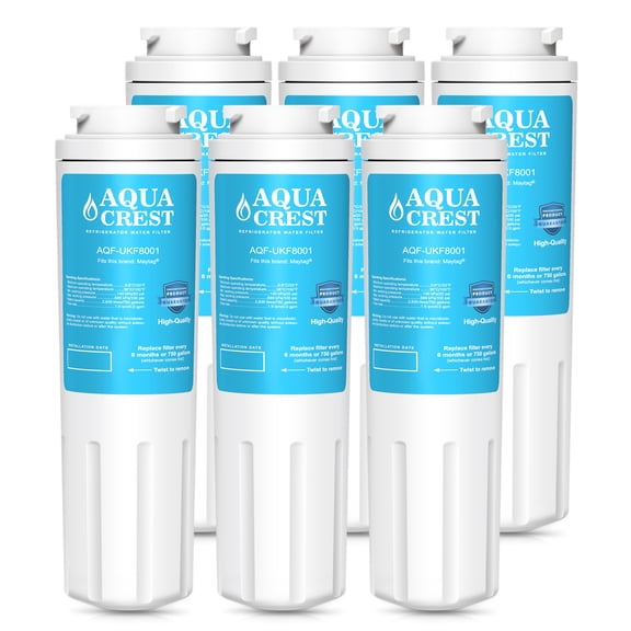6 Pack AQUACREST UKF8001 Refrigerator Water Filter Replacement for Maytag UKF8001, UKF8001AXX