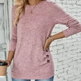 thumbnail image 6 of BLVB Women's Fall Spring Tunic Tops Round Neck Button Long Sleeve Basic Shirts Casual Loose Going out Blouse, 6 of 9