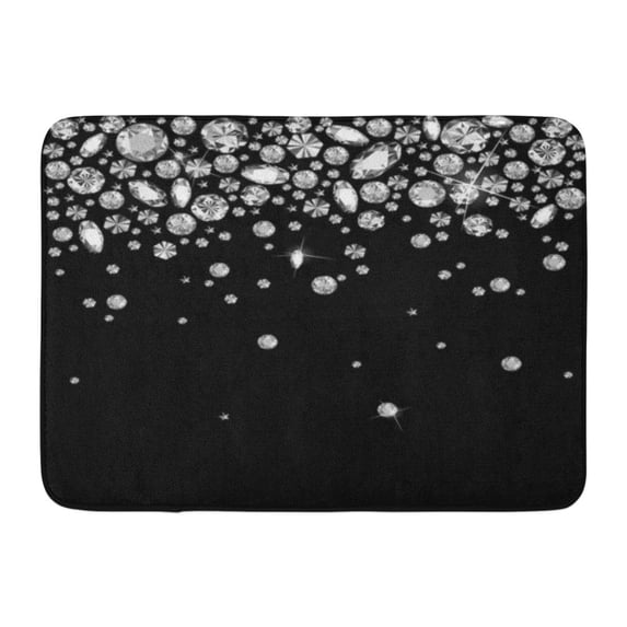 SIDONKU Jewelry Falling Gems Abstract Shiny Diamond Collection Crystal Sparkle Doormat Floor Rug Bath Mat 23.6x15.7 inch