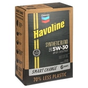 Chevron Havoline Synthetic Blend Motor Oil 5W-30, 6 Quart Smart Change Box, 11lbs 12.75in height, 192fl oz