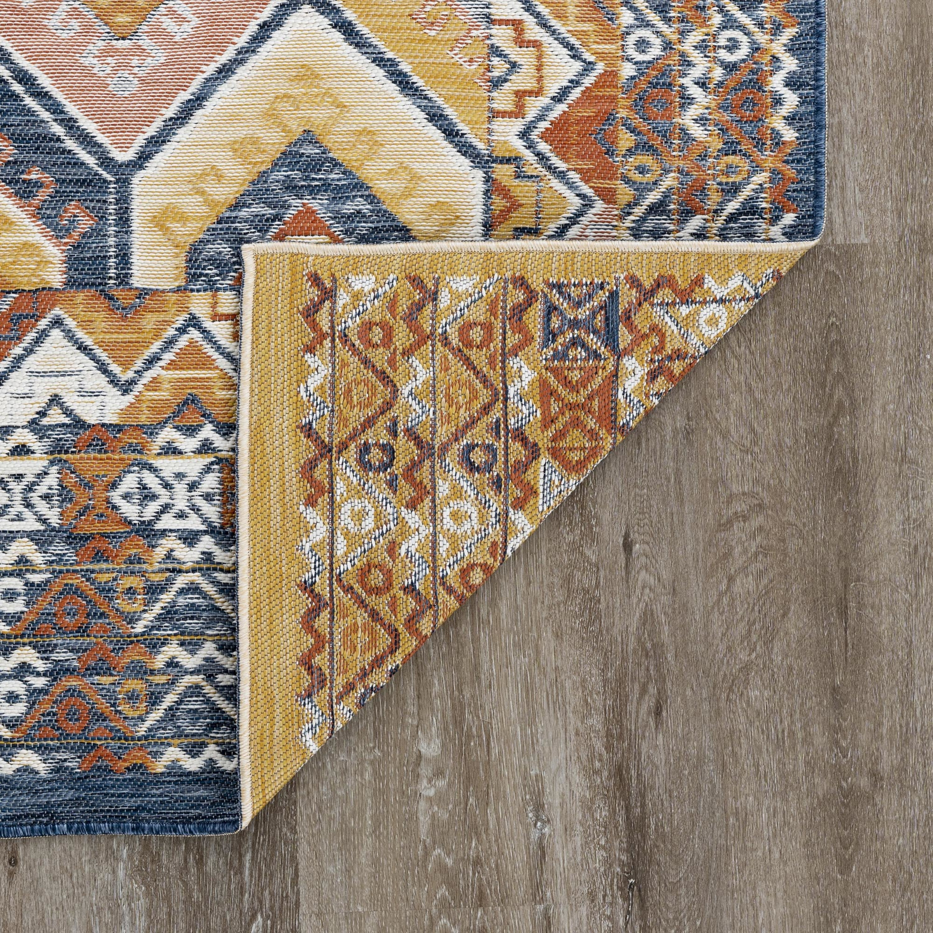 8x10 Water Resistant, Large Indoor Outdoor Rugs for Patios, Front Door Entry, Entryway, Deck, Porch, Balcony | Outside Area Rug for Patio | Multi-Color, Geometric | Size: 7'11'' x 10'3''