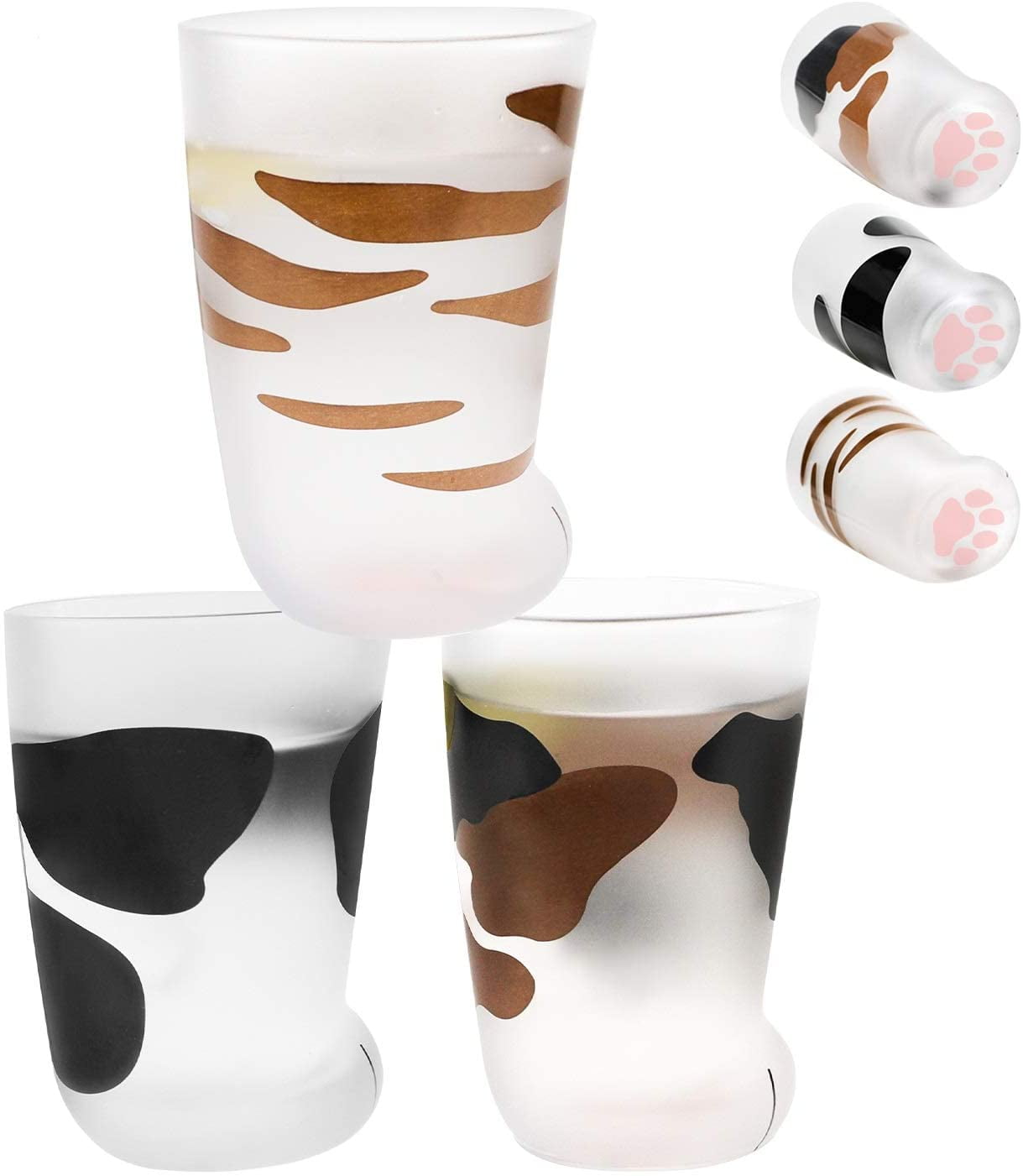 3 pieces Cute Creative Cat Kitty Glass Mug Cup Tea Cup Milk Coffee Cup Set 