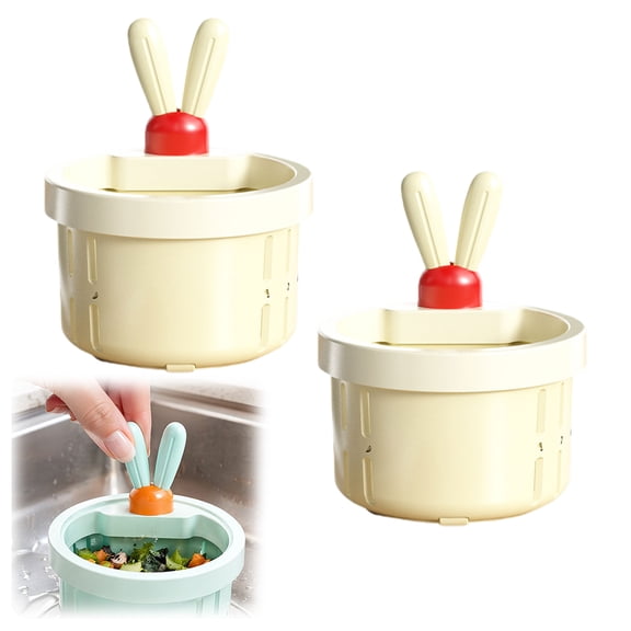 2 Pcs Cactus Sink Drain Strainer - Sink Strainer Basket & Soggy Drain Strainer, Press-to-Dump Kitchen Filter Basket, 3 Inch Food Residue Collector with Lifting Stopper(White)
