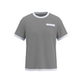 thumbnail image 4 of NinXxx Men's Summer Knit Pocket Breathable Casual Blend Comfort Tee Light Gray XXXL, 4 of 6