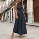 thumbnail image 5 of Vestido de Camiseta Negra para las Mujeres Casual Sólido Cuello Redondo sin Mangas Elegante Suelto Vestido Largo para Cualquier Ocasión, 5 of 5