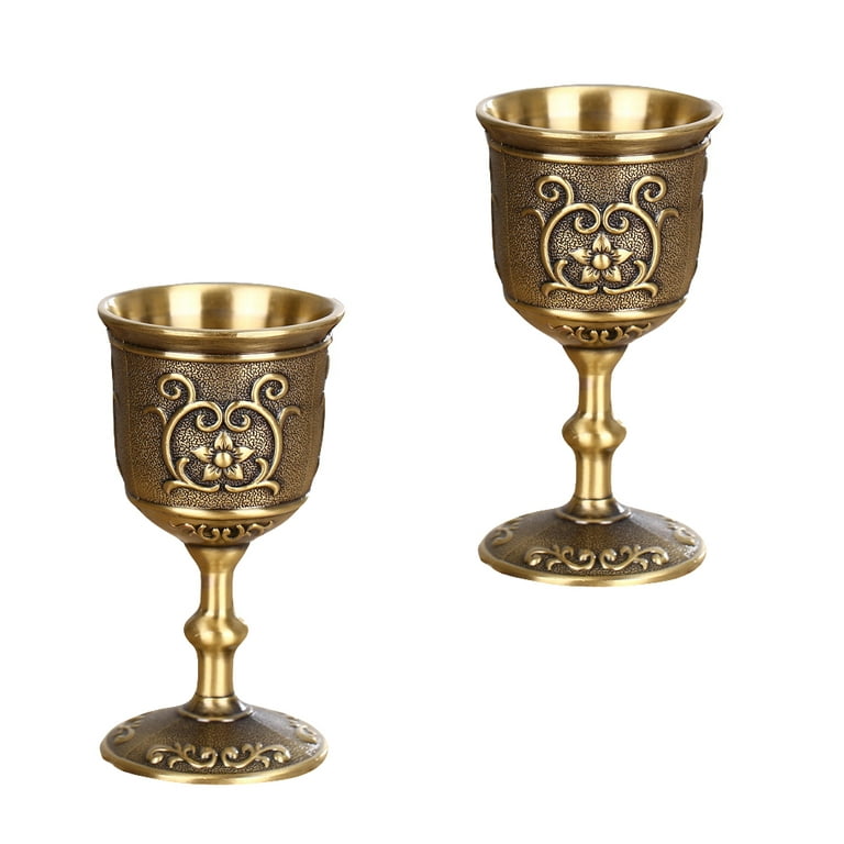 Vintage Brass Wine Goblets Set of 4