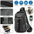 thumbnail image 4 of Men's Crossbody Bag Shoulder Sling Bag Anti-theft Lock Chest Bag With USB Port-Blue, 4 of 16