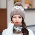 thumbnail image 4 of Dyfzdhu Thermal Womens Knitting Flocking Hat Scarf Winter Warm Hat Earmuffs Cycling Baseball Caps Khaki, 4 of 4