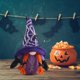 thumbnail image 4 of Decoración festiva de felpa enana, muñecas enanas sin rostro de felpa de Halloween, decoraciones de chimenea de mesa navideña para el hogar, adorno de Halloween con tema de terror (púrpura), 4 of 5