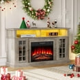 thumbnail image 3 of SESSLIFE Fireplace TV Stand for 65 Inch TV, TV Console with 23''Electric Fireplace, Console Entertainment Center Television Table for Living Room or Bedroom, Gray Wash, 3 of 8