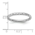 thumbnail image 2 of 925 Sterling Silver Polished Patterned Stackable Rhodium Hammered Ring Size 5 Stackable Ring for Women, 2 of 2