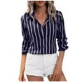 thumbnail image 2 of Sokhgu Women's Blouses Long Sleeve Shirts Striped Button Down Loose Fit Casual Tops, 2 of 9